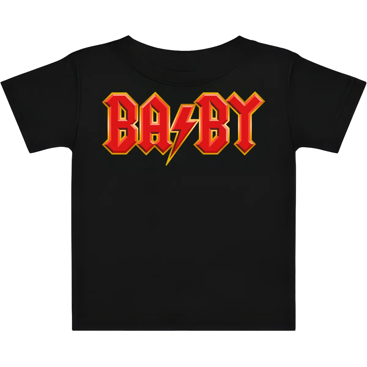 T-shirt noir pour bébé BABY au design rock rouge et jaune avec éclair, style hard rock -Gronimal